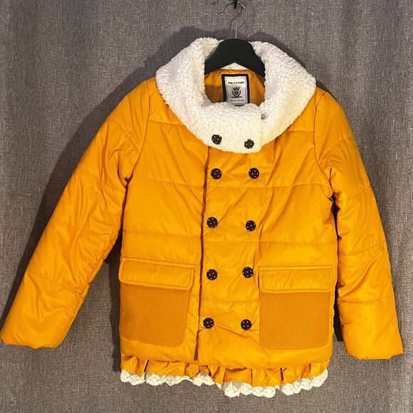 Purad Girl Other - Purad Girl Yellow Puffy Jacket with Faux Sherpa Collar and Lace Trim - US Sz 12